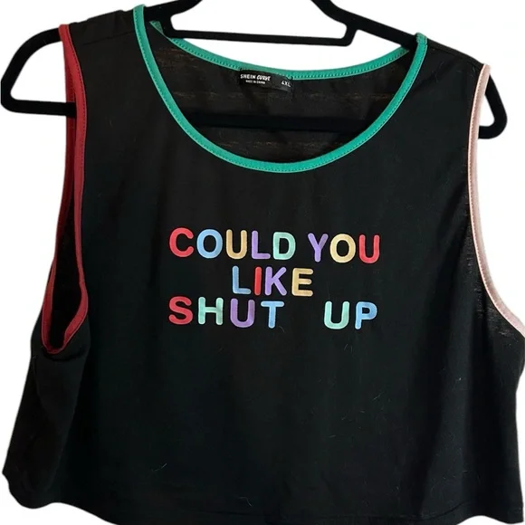 Black Crop Top with Multicolor Lettering - Picture 1 of 3